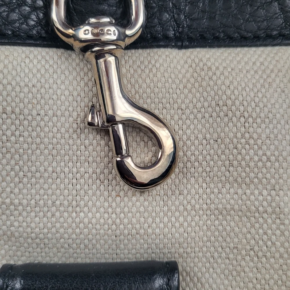 Gucci Black and Brown Tote Bag with Red Stripe